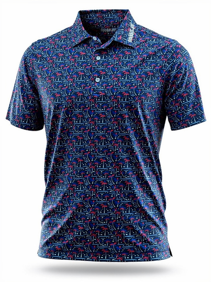 Red Palm Trees Golf Shirt