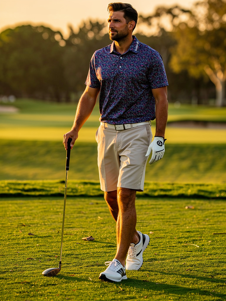 Red Palm Trees Golf Shirt