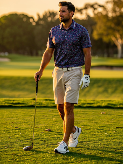 Red Palm Trees Golf Shirt